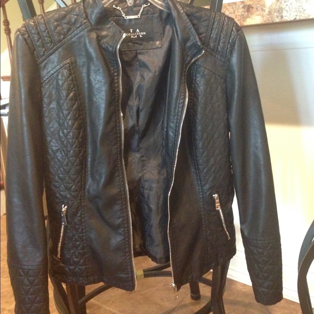 black leather jacket